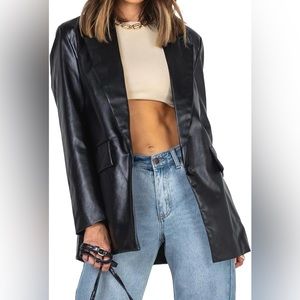 Black Faux Leather Jacket Blazer